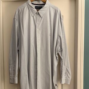 Ralph Lauren Men's Blue and White Striped Dress Shirt.  Long sleeve. 5XB